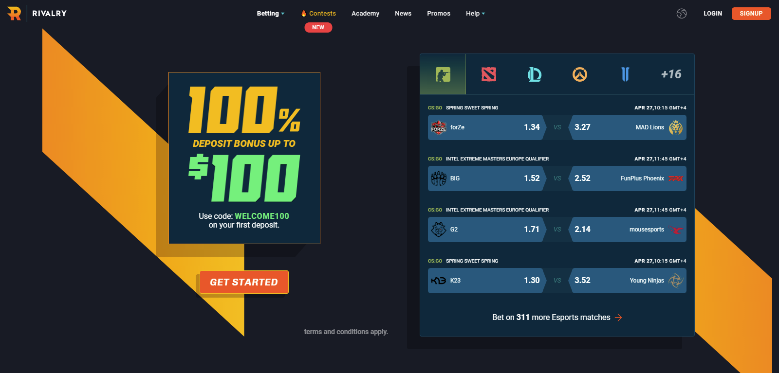 rivalry crypto bookmaker