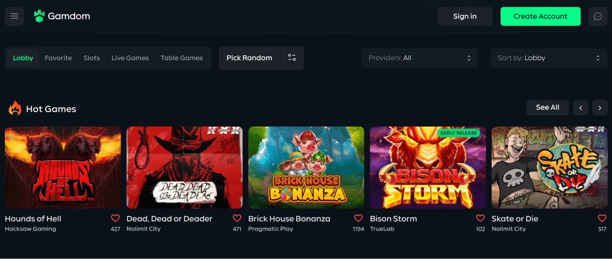 Gamdom casino games